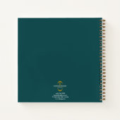 Gouden Monogram Blauwgroen Moderne Elegante Zaken Notitieboek (Achterkant)