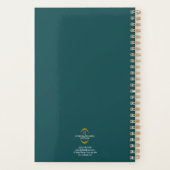Gouden Monogram Blauwgroen Moderne Elegante Zaken Planner (Achterkant)