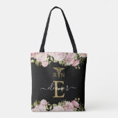Gouden Monogram Bloem Verpleegkundige Afstudeer T Tote Bag (Achterkant)