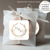 Gouden Monogram Bruiloft Envelop Seal / Favor stic Ronde Sticker