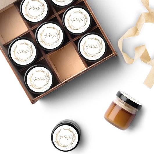 Gouden Monogram Bruiloft Envelop Seal / Favor stic Ronde Sticker