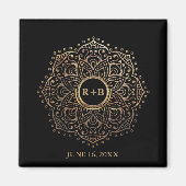 Gouden Monogram bruiloft gunst Boho Mandala Magneet (Voorkant)