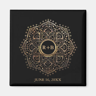 Gouden Monogram bruiloft gunst Boho Mandala Magneet