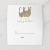 Gouden Monogram Bruiloft Plaatskaartje (Buitenkant ongevouwen)