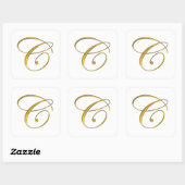 Gouden Monogram C-Stickers Vierkante Sticker (Vel)