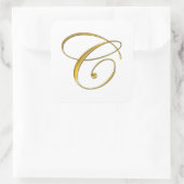 Gouden Monogram C-Stickers Vierkante Sticker (Tas)