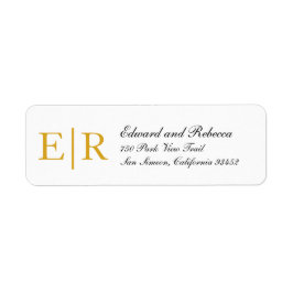 Gouden Monogram Calligrafie Huwelijks Retouradres Etiket