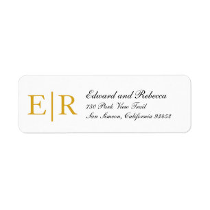 Gouden Monogram Calligrafie Huwelijks Retouradres Etiket