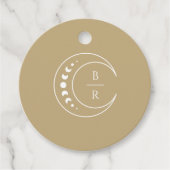 Gouden Monogram Celestial Monogram Bruiloft Bedankjes Labels (Voorkant)