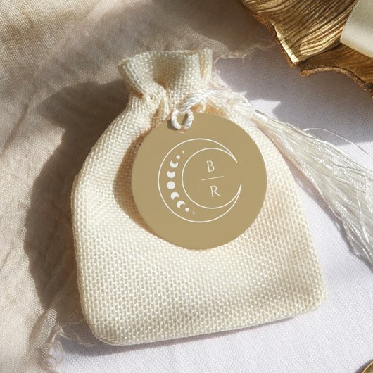 Gouden Monogram Celestial Monogram Bruiloft Bedankjes Labels