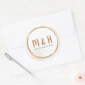 Gouden Monogram Cirkel met Glitter Ronde Sticker (Envelop)