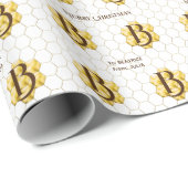 Gouden Monogram  Classic Mozaïek Hexagon Tegel Cadeaupapier (Rol Hoek)