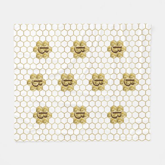 Gouden Monogram  Classic Mozaïek Hexagon Tegel Fleece Deken (Voorkant (Horizontaal))