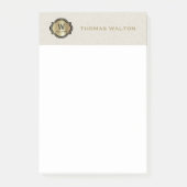 Gouden Monogram Crème Witte Leer Elegant Post-it® Notes (Voorkant)