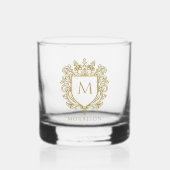 Gouden Monogram Crest Gedrukte Whiskyglas Whisky Glas (Voorkant)