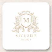 Gouden Monogram Crest Hard Plastic onderzetters (Voorkant)