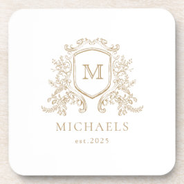 Gouden Monogram Crest Hard Plastic onderzetters