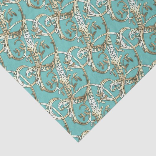   Gouden Monogram D-Weefseldocument Tissuepapier (Detail)