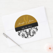 Gouden Monogram Damask Bruiloft Stickers (Envelop)