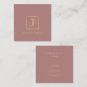 Gouden Monogram Design Sjabloon Modern Elegant Vierkante Visitekaartje (Voorkant / Achterkant)