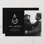 Gouden Monogram Diamanten Trouwfoto Save The Date (Voorkant / Achterkant)