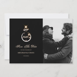Gouden Monogram Diamanten Trouwfoto Save The Date