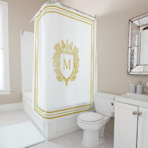 Gouden Monogram Douchegordijn