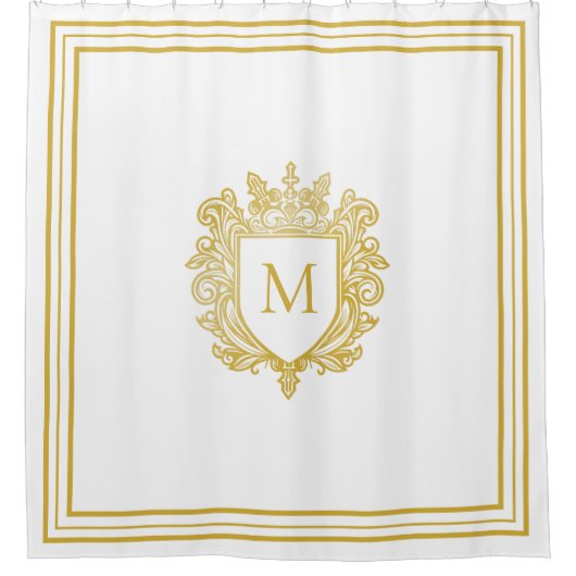 Gouden Monogram Douchegordijn (Voorkant)