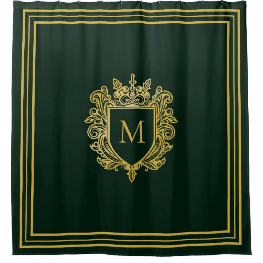 Gouden Monogram Douchegordijn (Voorkant)