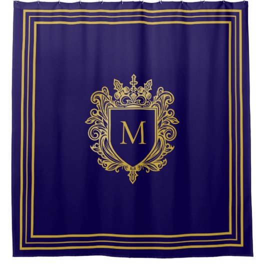 Gouden Monogram Douchegordijn (Voorkant)