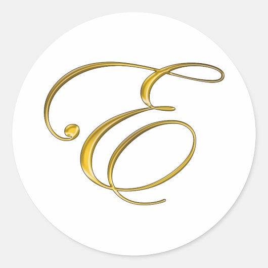 Gouden Monogram E Ronde Sticker (Voorkant)