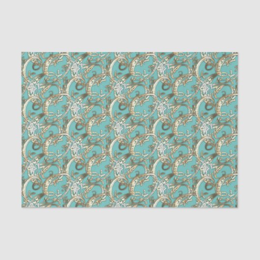   Gouden Monogram E-Weefseldocument Tissuepapier (Voorkant)