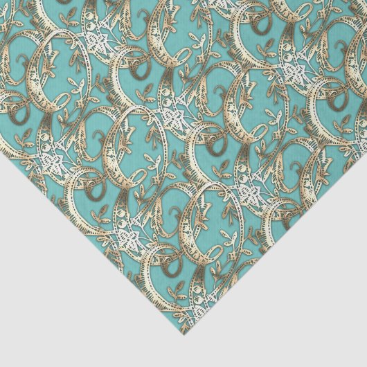   Gouden Monogram E-Weefseldocument Tissuepapier (Detail)