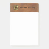 Gouden Monogram Echt Leren Uitzicht Elegant Post-it® Notes (Voorkant)