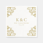  gouden monogram Elegant gouden bruiloft Servet (Voorkant)