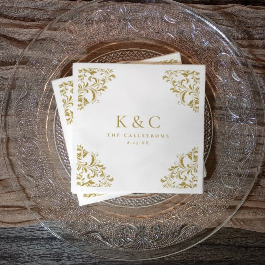  gouden monogram Elegant gouden bruiloft Servet