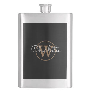 Gouden Monogram Elegant Modern Schrift Zwart Flacon