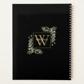 Gouden Monogram Elegante Groene Bladkleur Zwart 20 Planner (Achterkant)