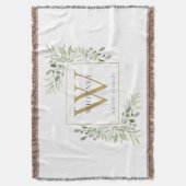 Gouden Monogram Elegante Groene Modern Deken (Voorkant Verticaal)