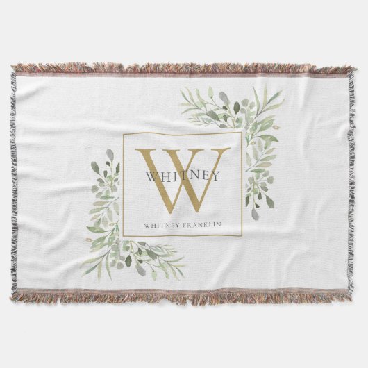 Gouden Monogram Elegante Groene Modern Deken (Voorkant)