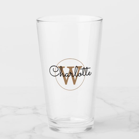 Gouden Monogram Elegante Meisjesachtige Script  Glas (Voorkant)