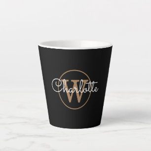 Gouden Monogram Elegante Meisjesachtige Script Zwa Latte Mok