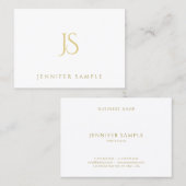 Gouden Monogram Elegante Moderne Eenvoudige Profes Visitekaartje (Voorkant / Achterkant)