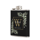 Gouden Monogram Elegante Moderne Groene Bladeren Z Heupfles (Links)