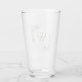 Gouden Monogram Elegante Moderne Groene Elementen  Glas (Achterkant)