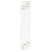Gouden Monogram Elegante Moderne Groene Elementen  Korte Tafelloper (Voorkant)