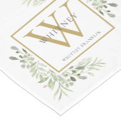 Gouden Monogram Elegante Moderne Groene Elementen  Korte Tafelloper (Hoek)