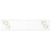 Gouden Monogram Elegante Moderne Groene Elementen  Korte Tafelloper (Horizontaal)