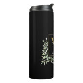 Gouden Monogram Elegante Moderne Groene Elementen Thermosbeker (Gedraaid links)