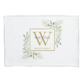 Gouden Monogram Elegante Moderne Groene Kussenhoes (Voorkant)